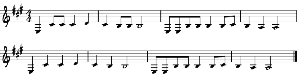 hush little baby notation