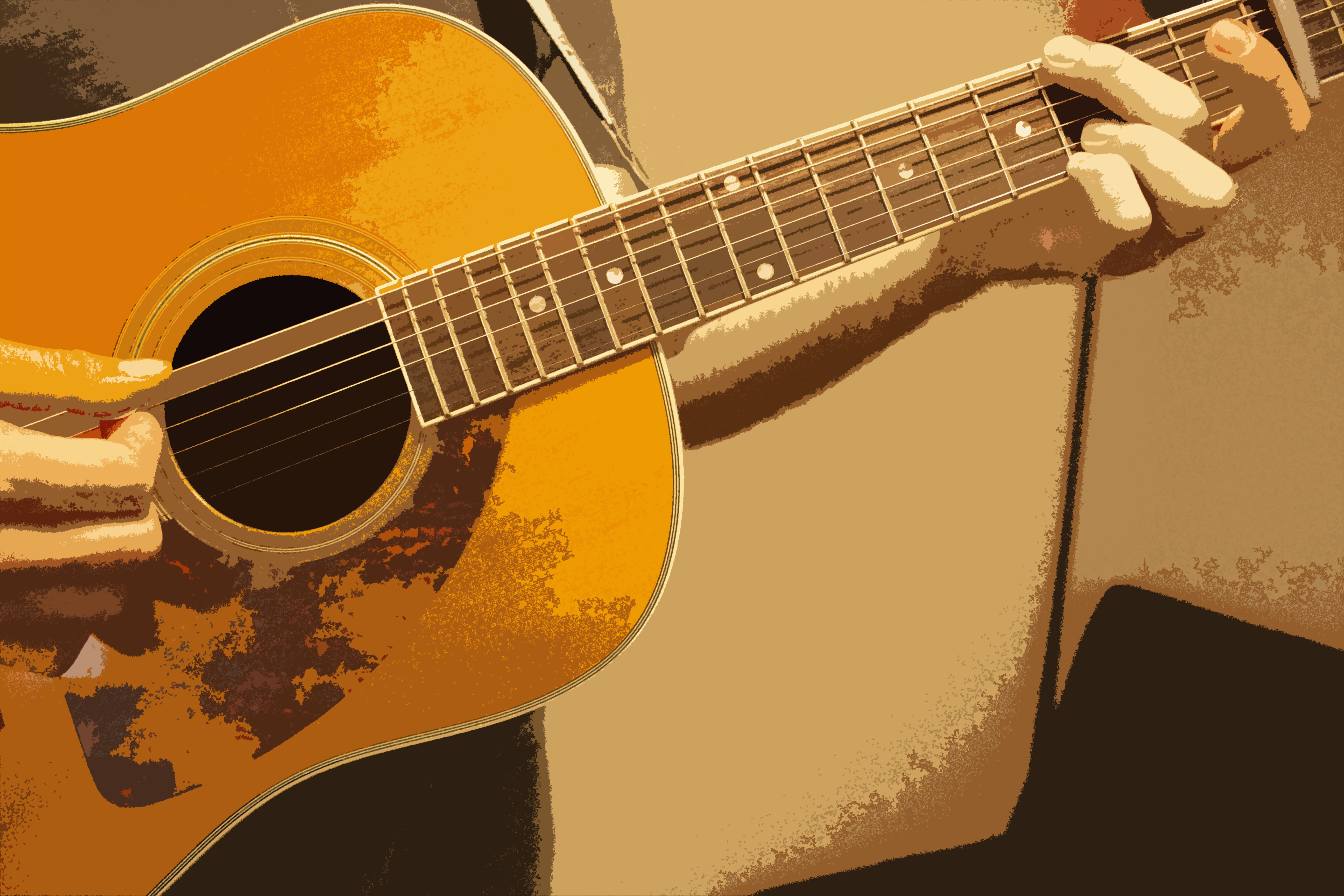 playing acoustic guitar closeup